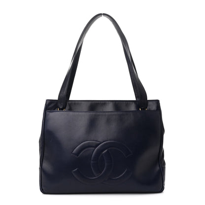 Chanel Lambskin CC Tote Navy 1 of 7