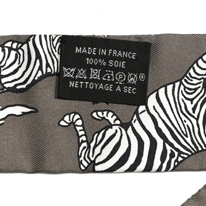 Hermes Silk Les Zebres Twilly Gris Taupe Black White 7 of 8