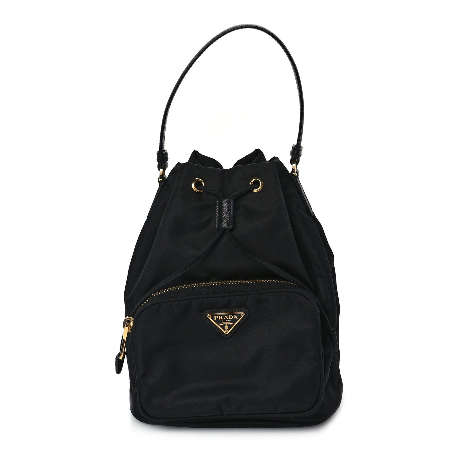 Saffiano Tessuto Nylon Mini Bucket Crossbody Bag Black