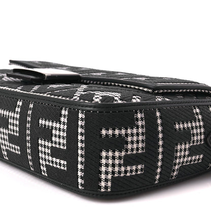 Fendi Wool Vitello King Houndstooth FF Embroidered Baguette Grigio Anthracite 8 of 8