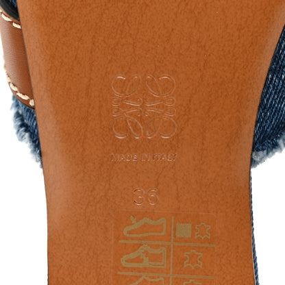 Loewe Washed Denim Calfskin Gate Mule Sandals 36 Blue Tan 9 of 9