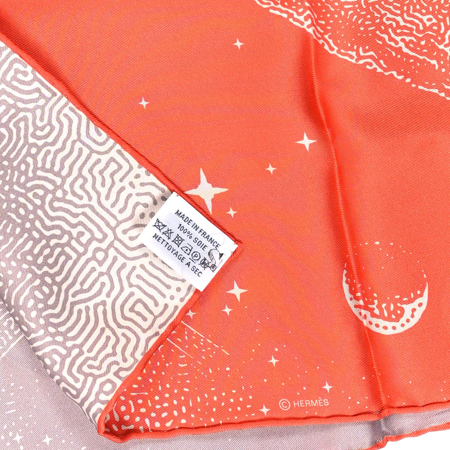 Silk Double Face Clair De Lune Scarf 90 Orange Gris White