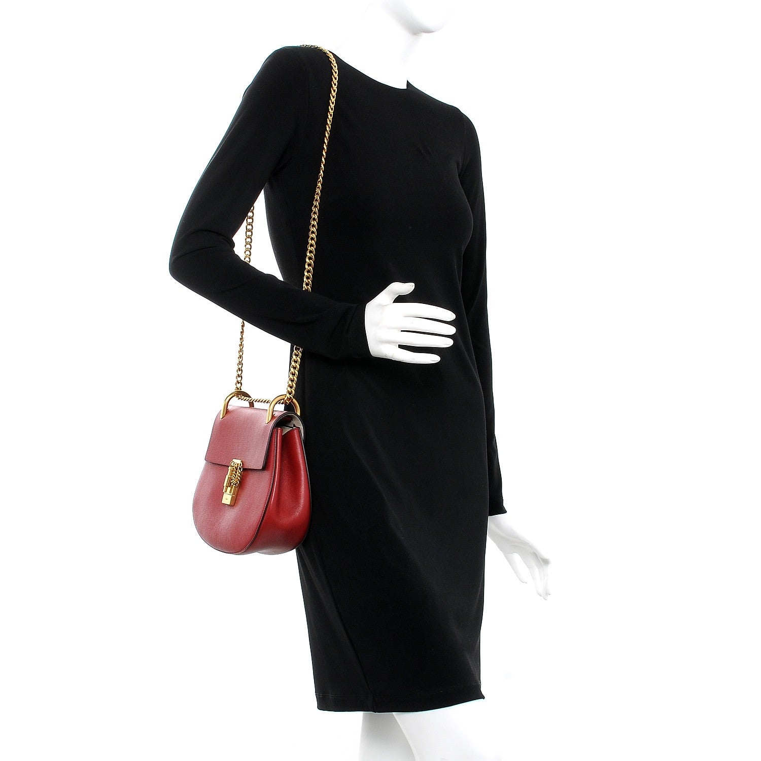 Chloe Grained Lambskin Drew Shoulder Bag Intense Red 2 of 9