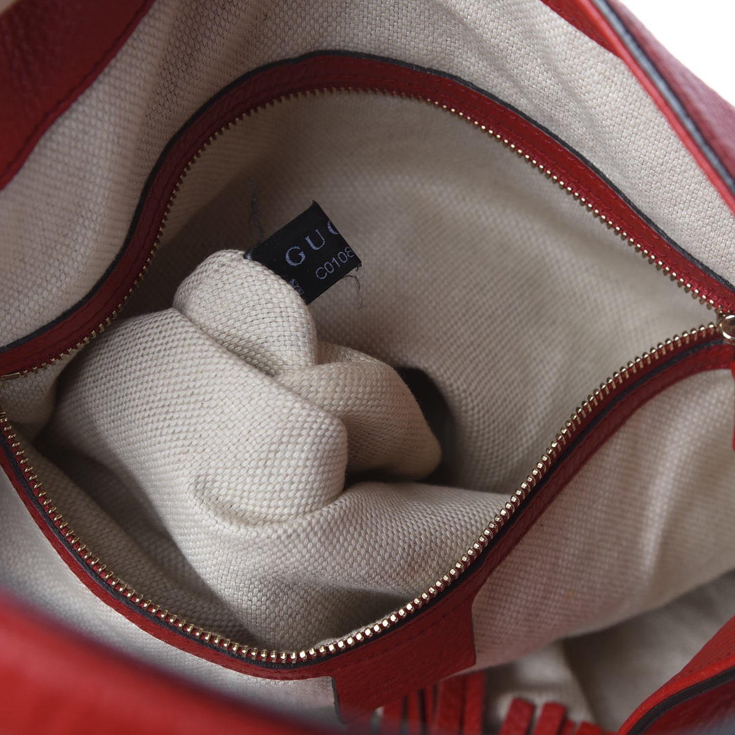 Pebbled Calfskin Large Soho Shoulder Bag Red