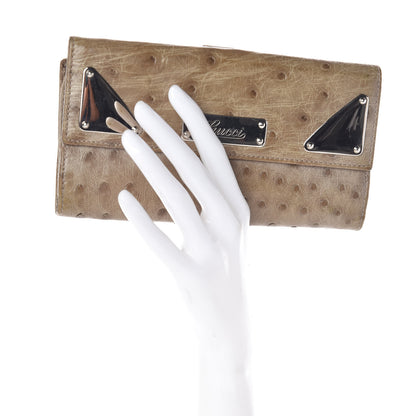 Gucci Ostrich Indy Continental Wallet Beige 2 of 8