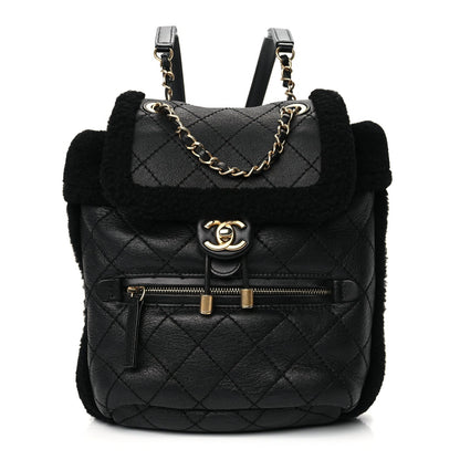 Chanel Lambskin Shearling Quilted CC Backpack Black 1 of 9
