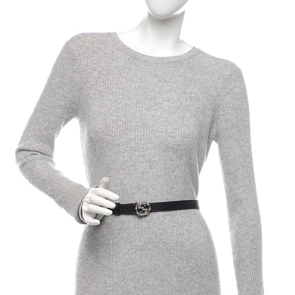 Gucci Calfskin Crystal Interlocking G Belt 105 42 Black 2 of 5