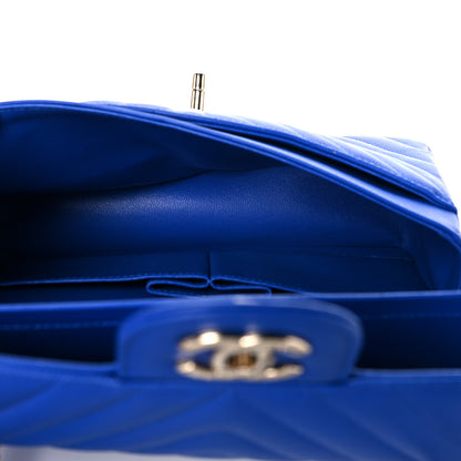 Chanel Caviar Chevron Quilted Small Double Flap Blue 4 of 9