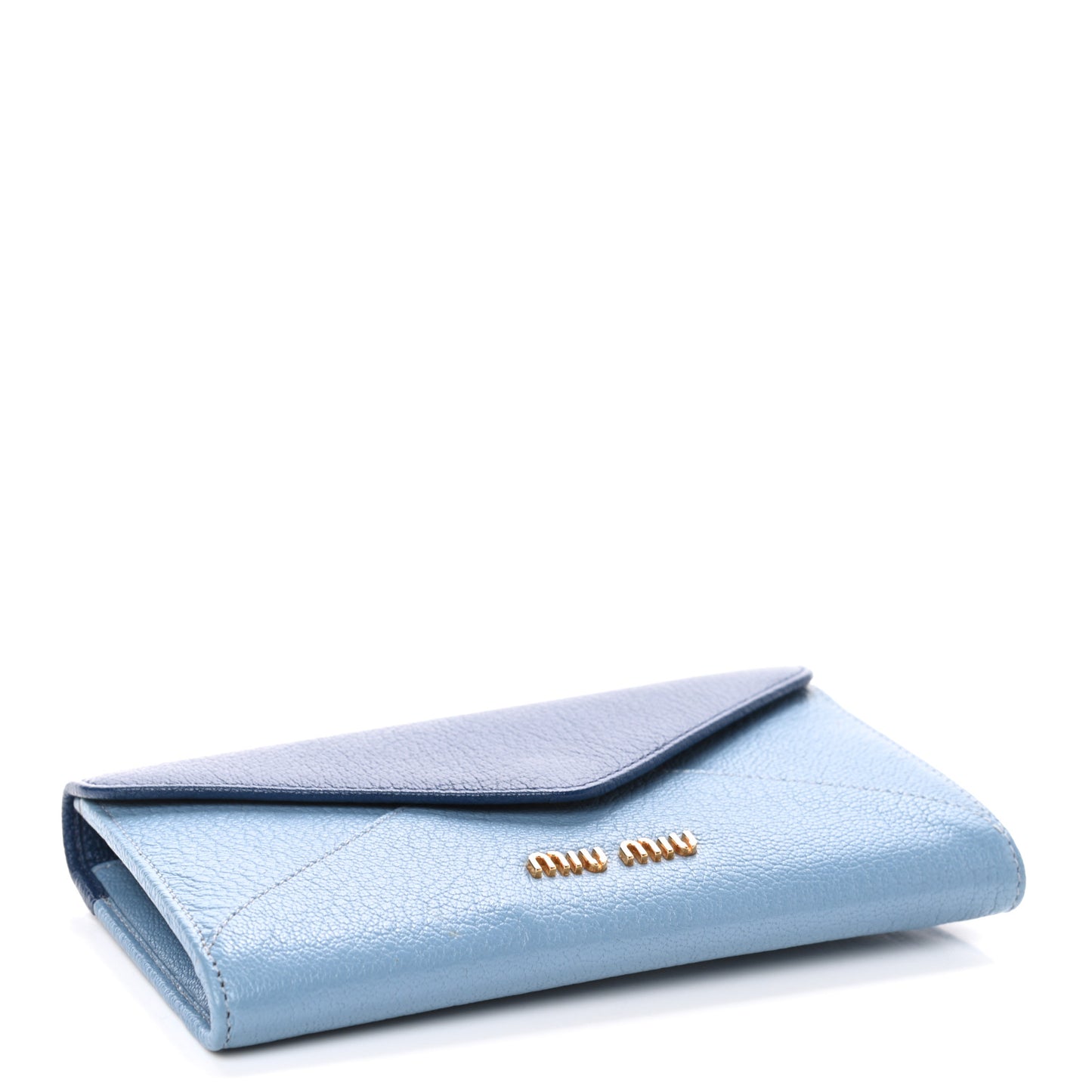 Goatskin Madras Bicolor Envelope Wallet Cobalto Astrale