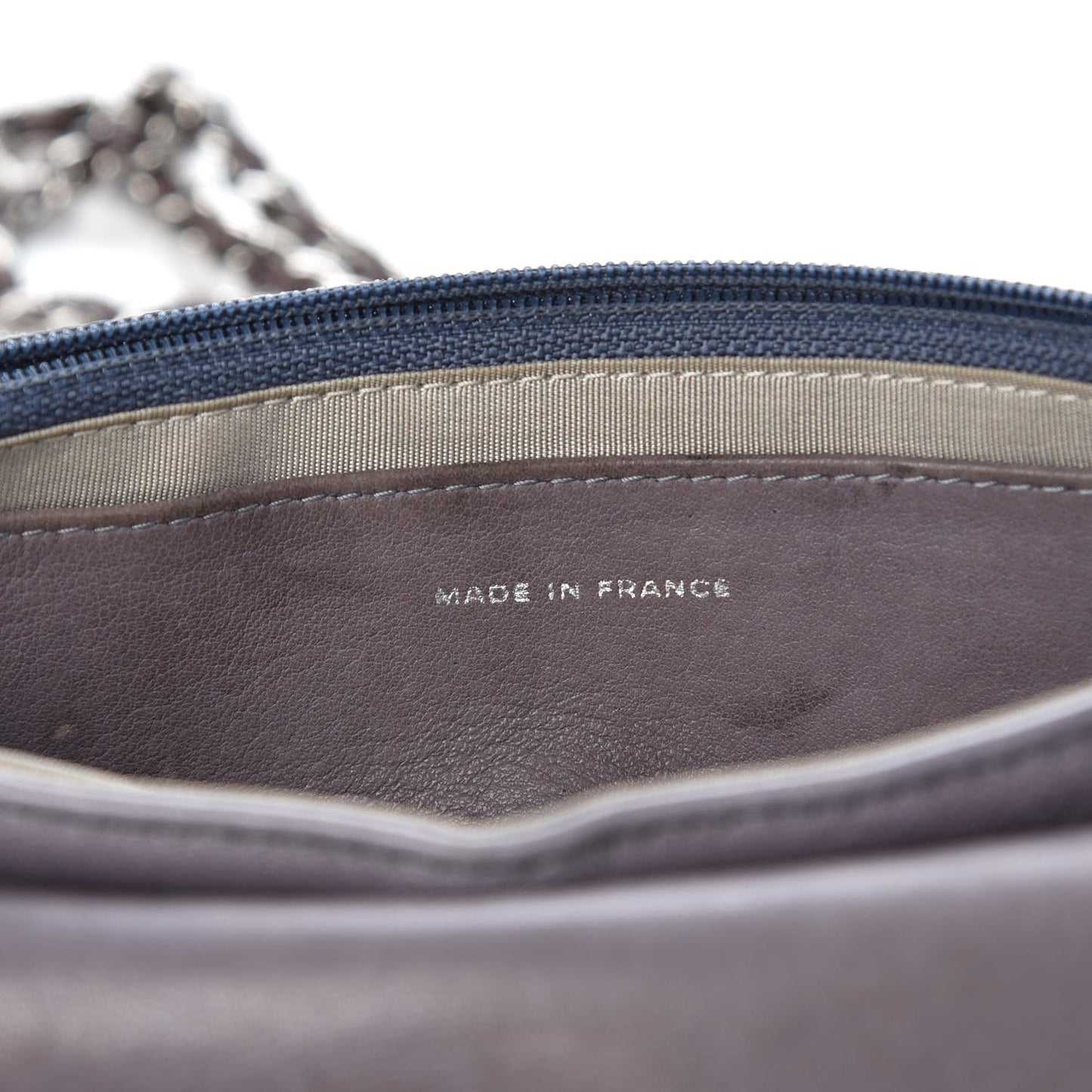 Lambskin Half Moon Wallet on Chain WOC Light Grey