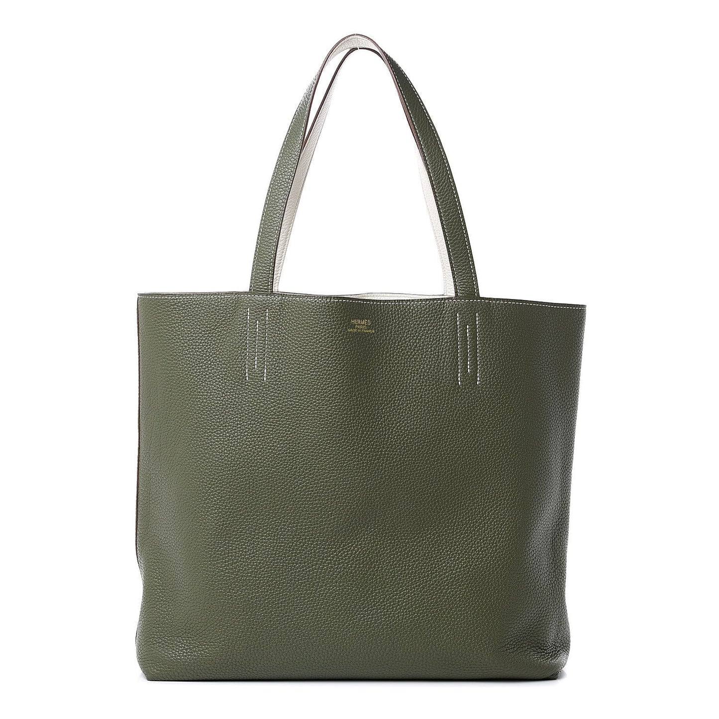 Taurillon Clemence Double Sens 36 Reversible Tote Canopee White