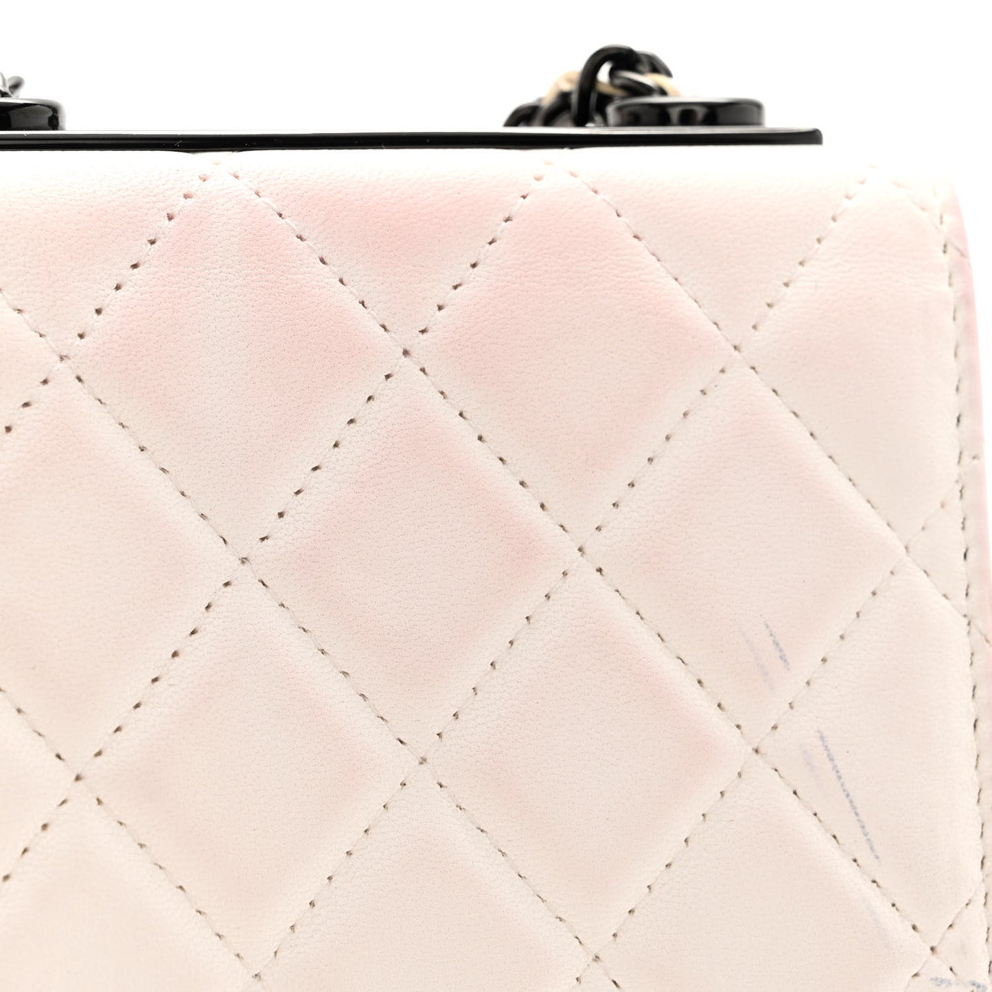 Lambskin Quilted Mini Trendy CC Clutch With Chain White