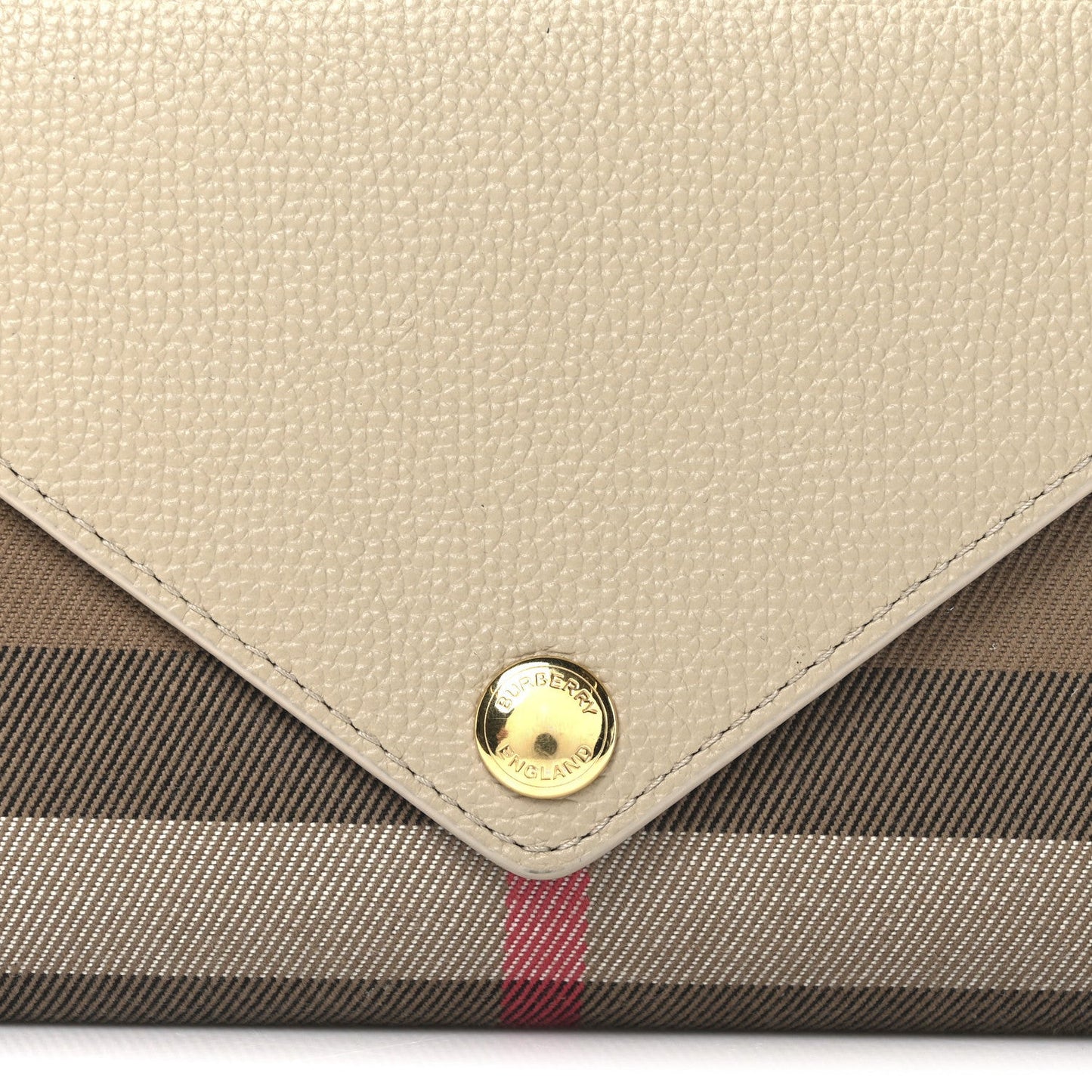 Calfskin House Check Hannah Wallet with Detachable Strap Beige