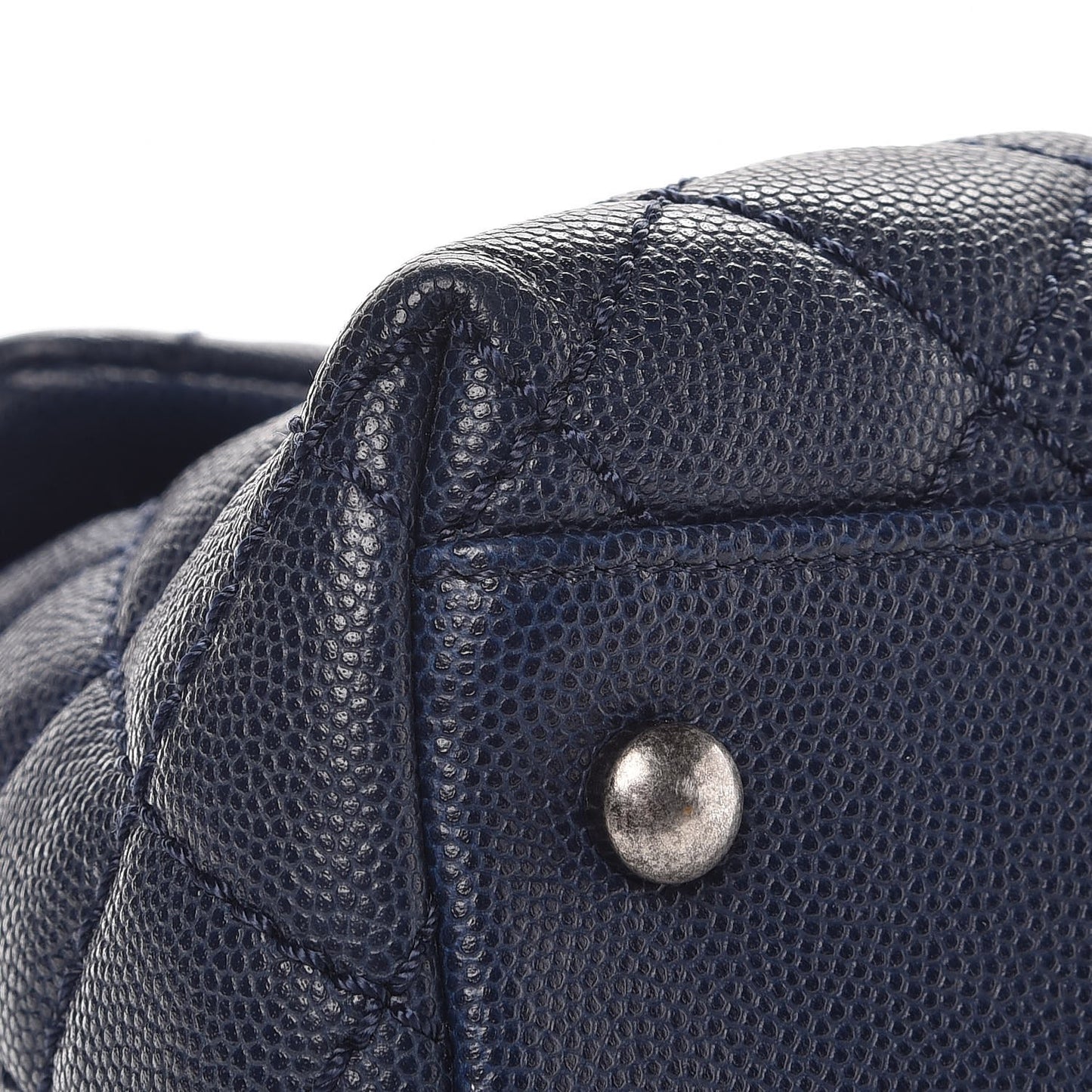 Caviar Quilted Medium Coco Handle Flap Navy Blue