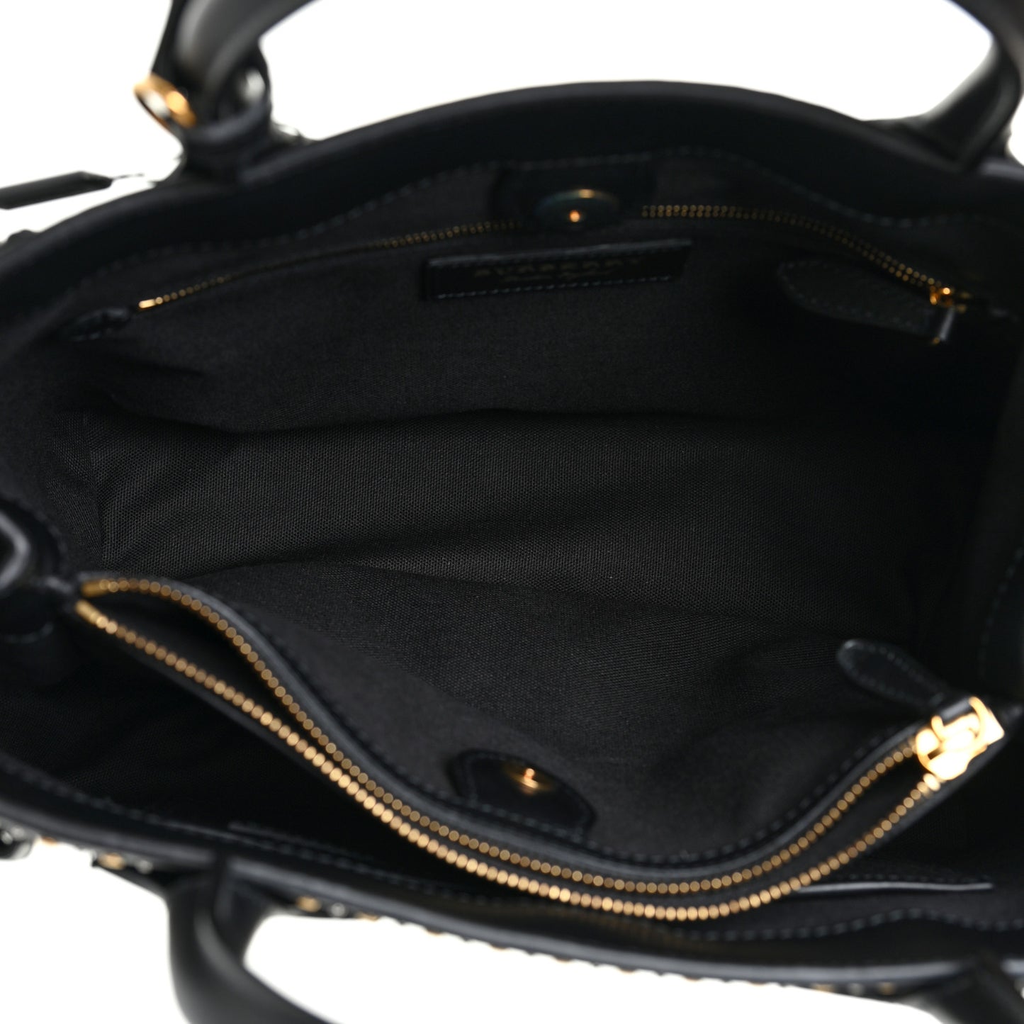 Smooth Calfskin Riveted Medium Banner Tote Black
