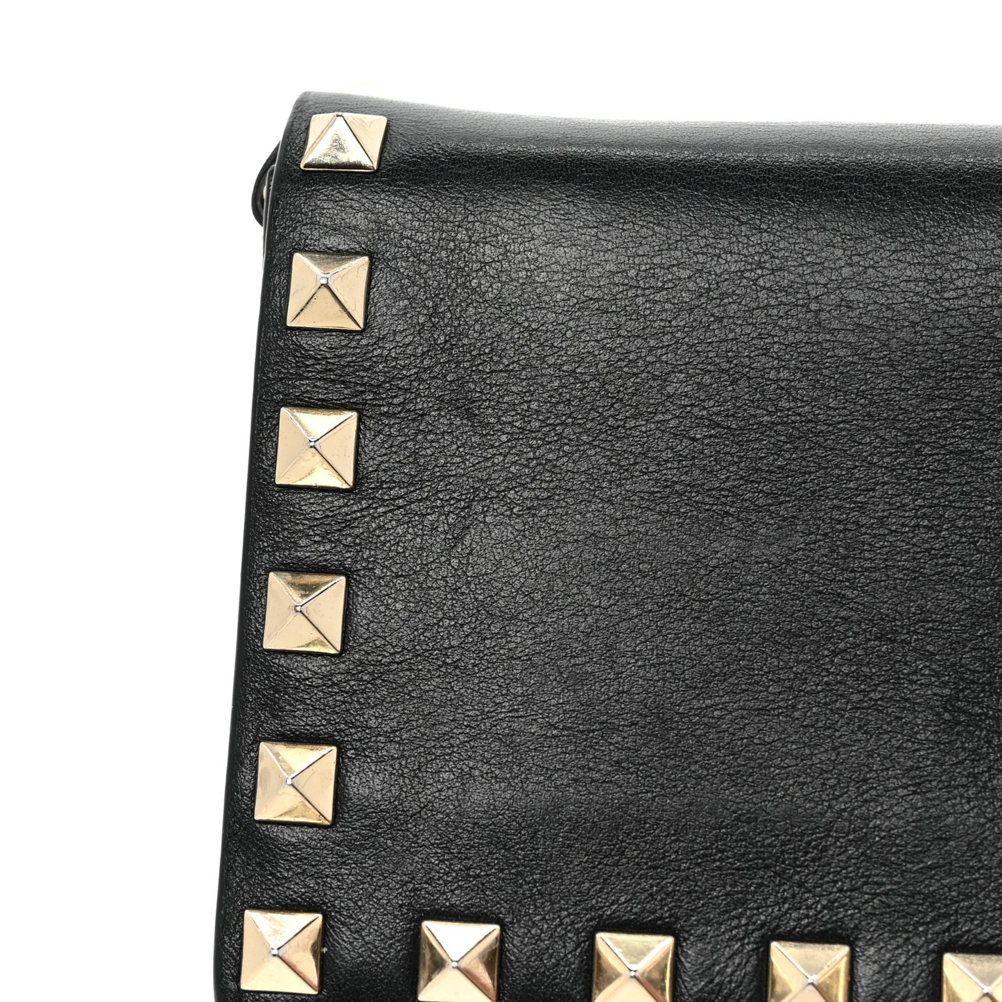 Vitello Rockstud Flap Wallet on Chain Black