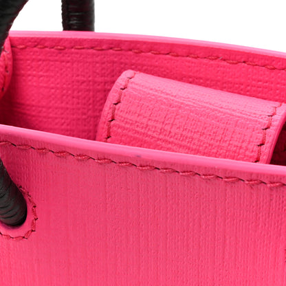 Balenciaga Squared Calfskin Logo Shopping Phone Holder Bag Acid Fuchsia 16 of 16