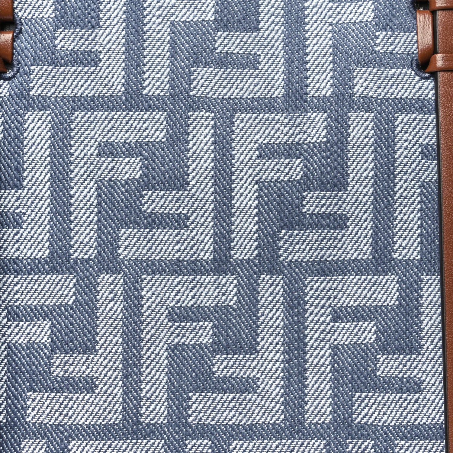 Fendi Denim Vitello King F is  FF Embroidered Summer Tote Myrtle Dark Nut 6 of 8