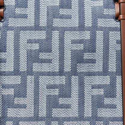 Fendi Denim Vitello King F is  FF Embroidered Summer Tote Myrtle Dark Nut 6 of 8