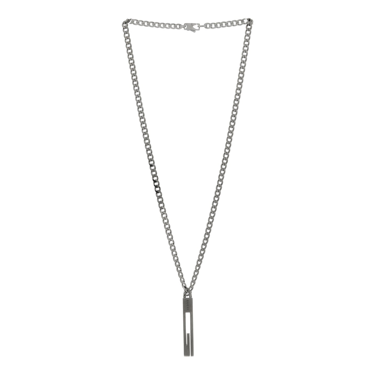 Darkened Sterling Silver G Bar Pendant Necklace