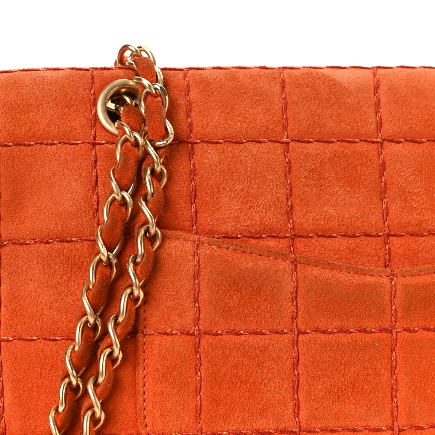Suede Square Double Stitch Flap Orange