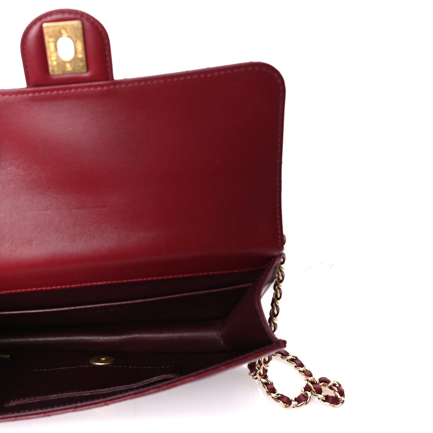 Lambskin Quilted Medium Crossing Times Flap  Red