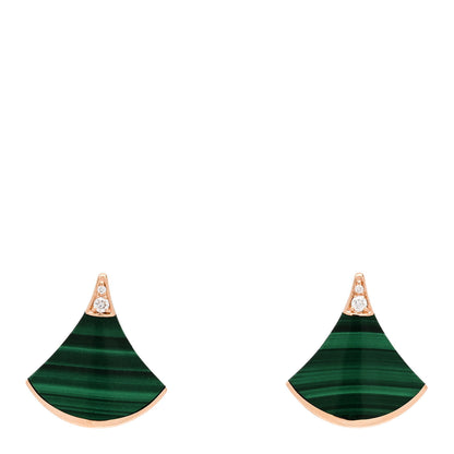Bulgari 18K Rose Gold Diamond Malachite Divas' Dream Stud Earrings 1 of 4