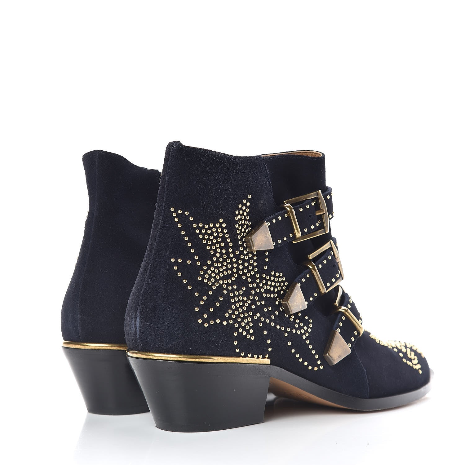 Chloe Suede Studded Suzanna Ankle Booties Boots 38.5 Celtic Night 4 of 9