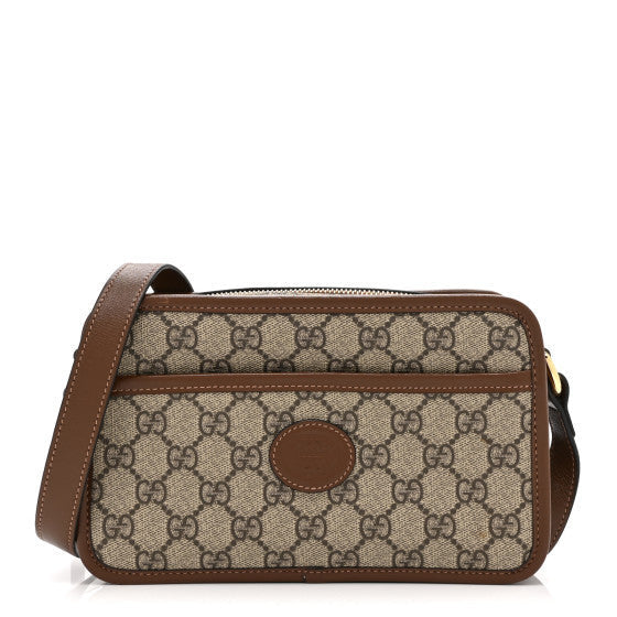 Gucci GG Supreme Monogram Azalea Calfskin Mini Retro Interlocking G Shoulder Bag  Beige Ebony Brown Sugar 1 of 9