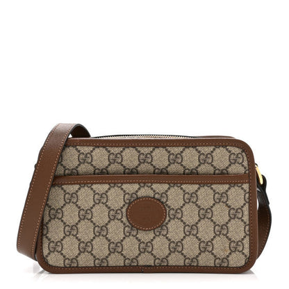 Gucci GG Supreme Monogram Azalea Calfskin Mini Retro Interlocking G Shoulder Bag  Beige Ebony Brown Sugar 1 of 9