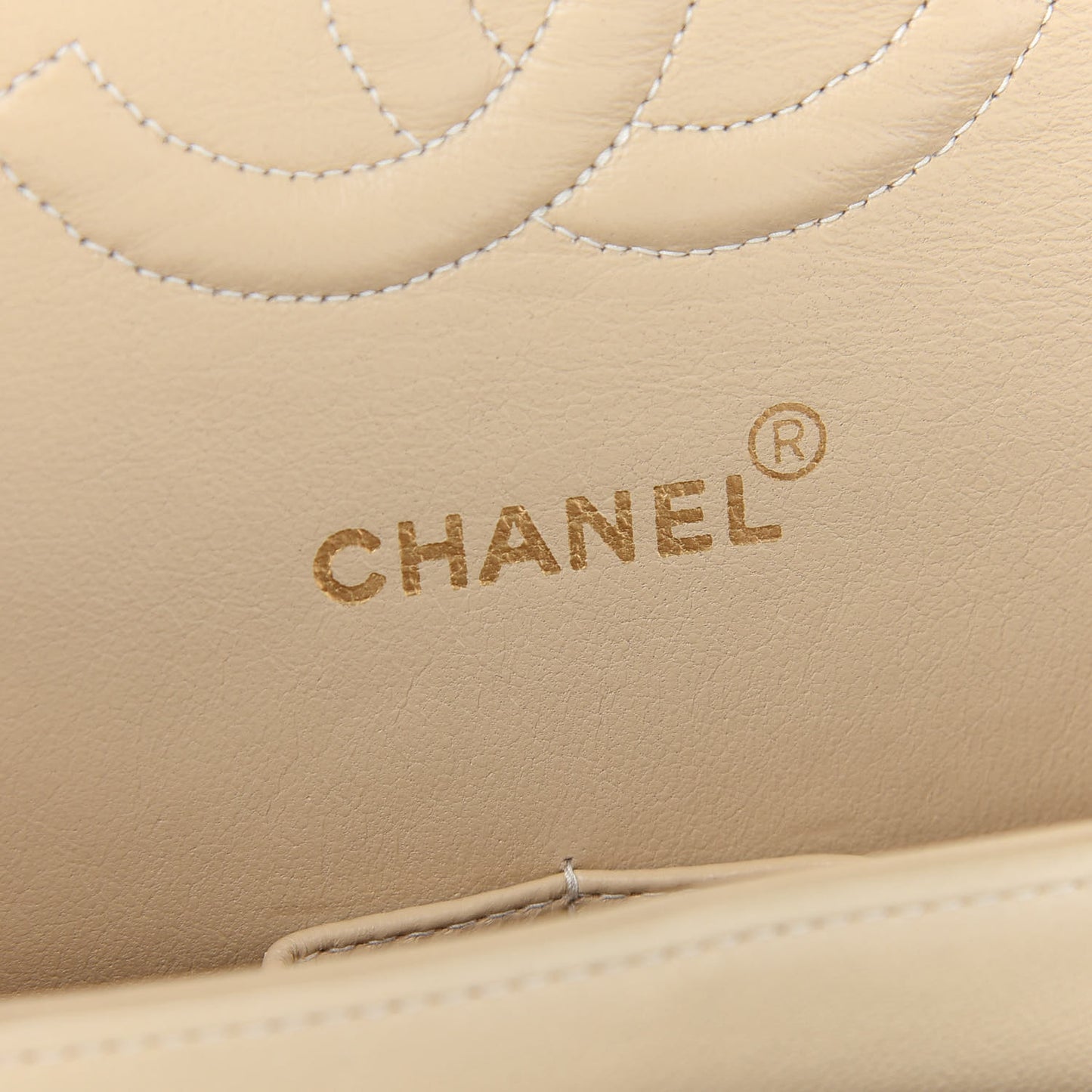 Lambskin Quilted Medium Double Flap Beige