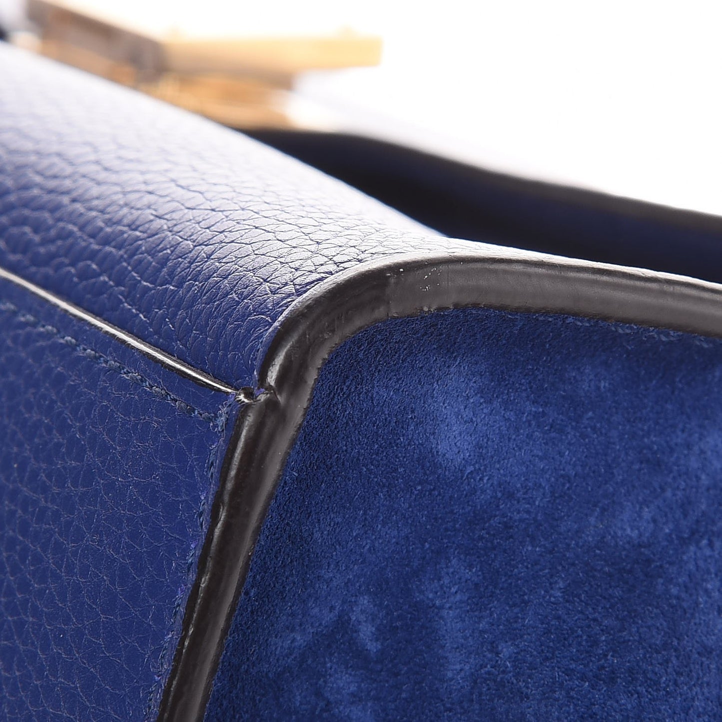 Drummed Calfskin Suede Medium Trapeze Indigo