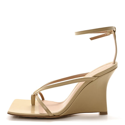 Bottega Veneta Lambskin Stretch Lounge Wedge Sandals 37.5 Cane Sugar 1 of 7