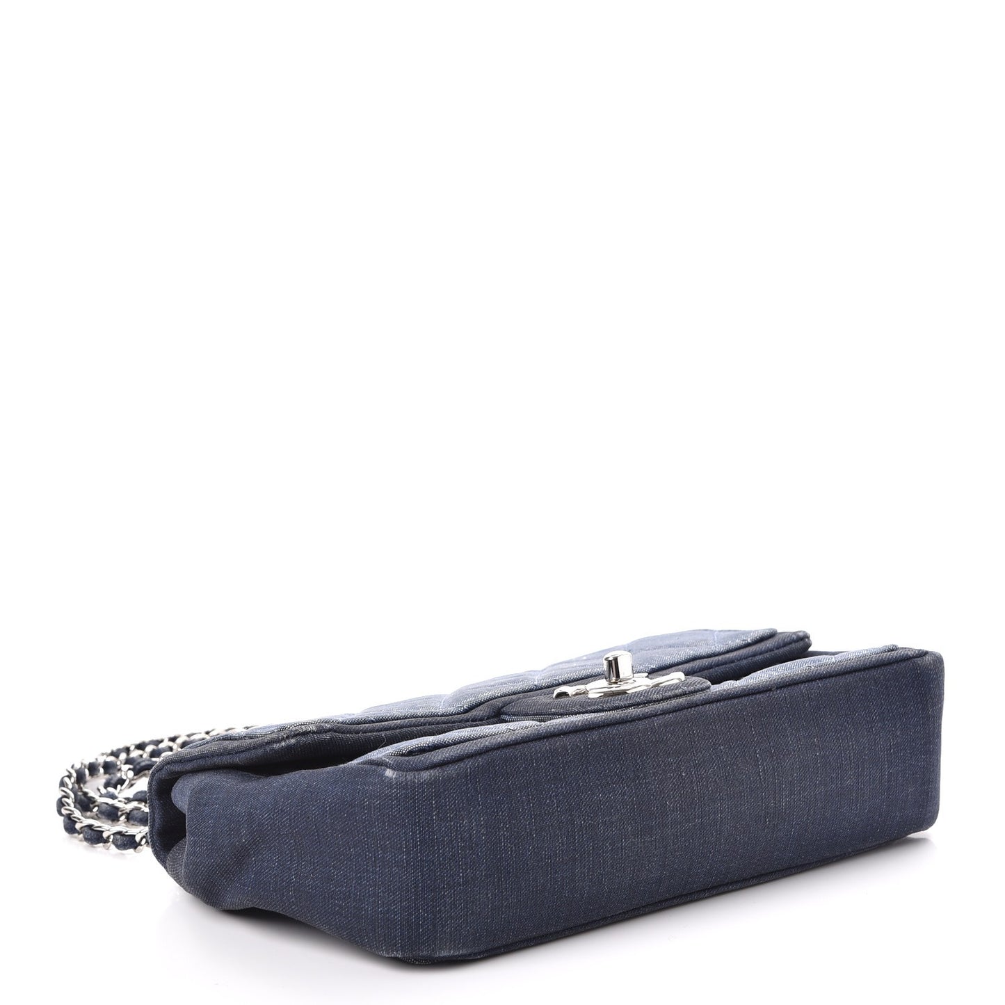 Denim Quilted Small Medallion Flap Light Blue