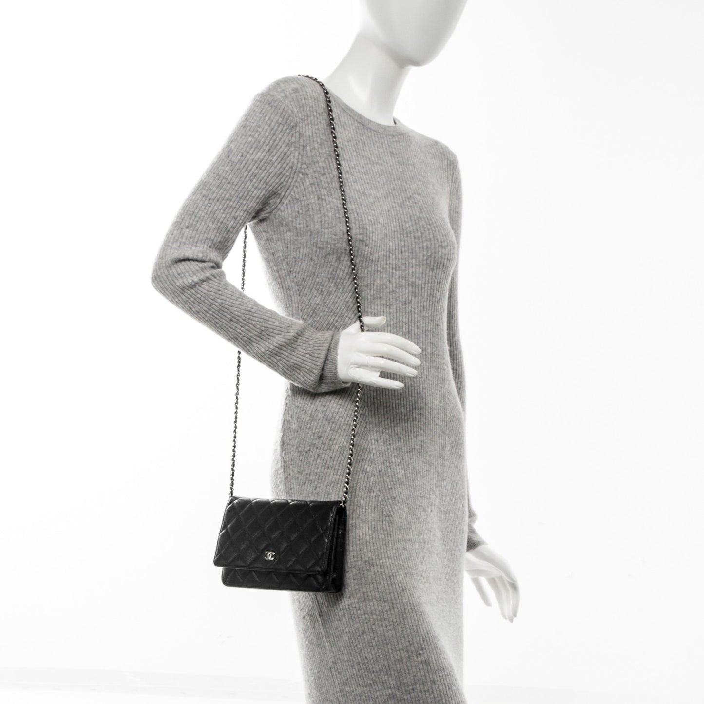 Caviar Quilted Wallet On Chain WOC Black