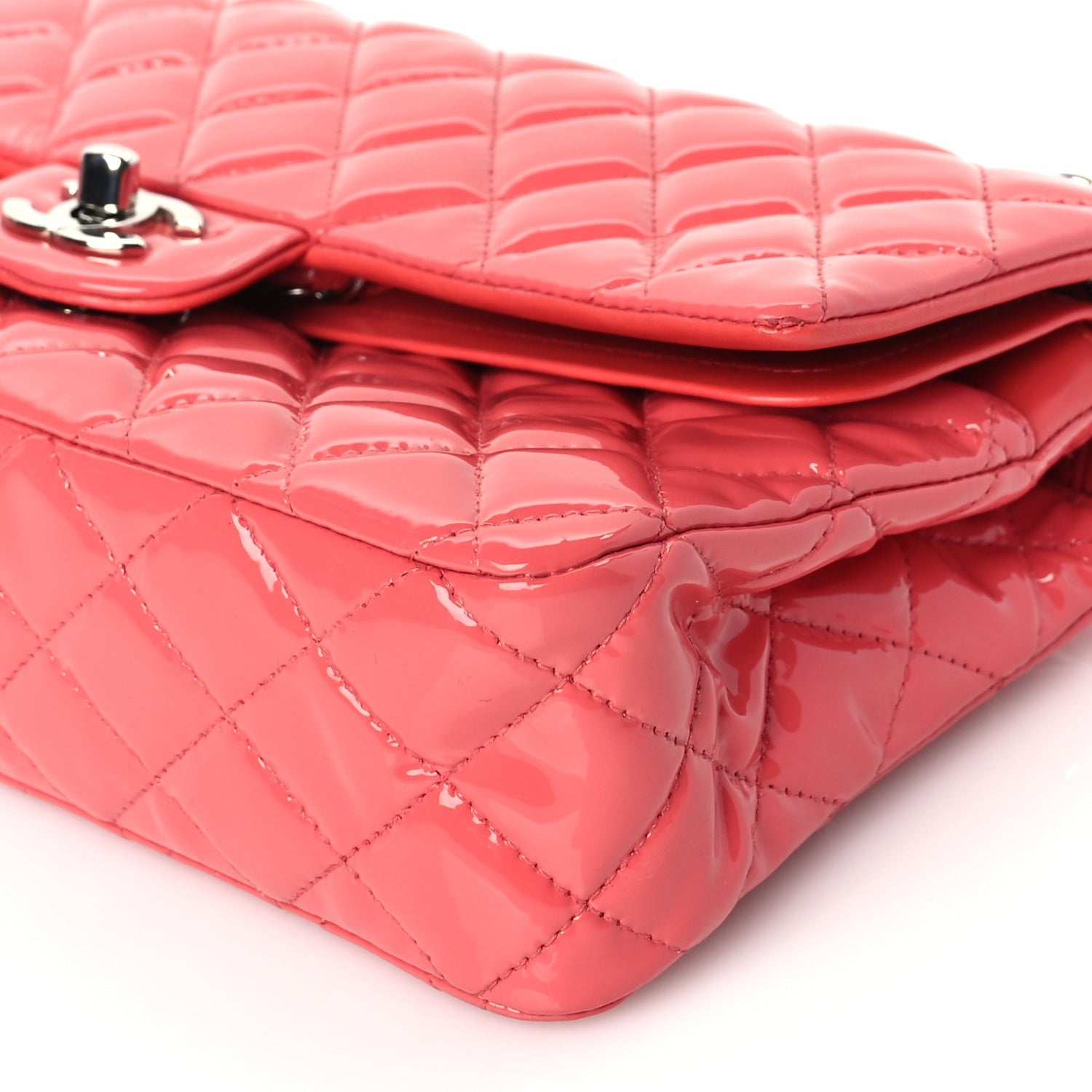 Chanel Patent Quilted Medium Double Flap Dark Pink 9 of 9