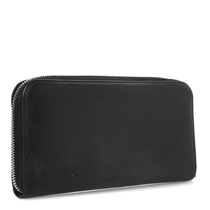 Prada Saffiano Metal Zip Around Wallet Black 3 of 7