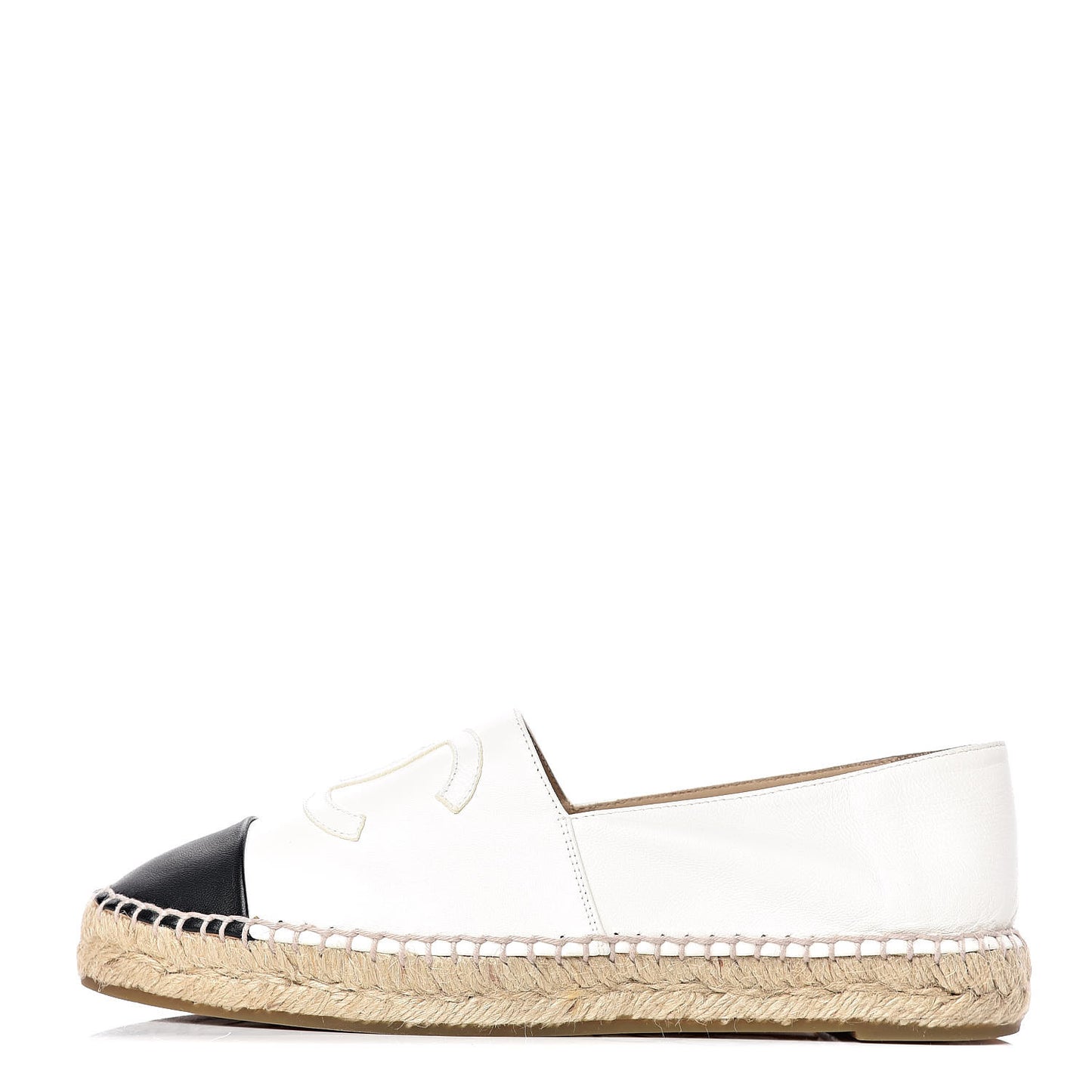 Lambskin CC Espadrilles 38 White Black