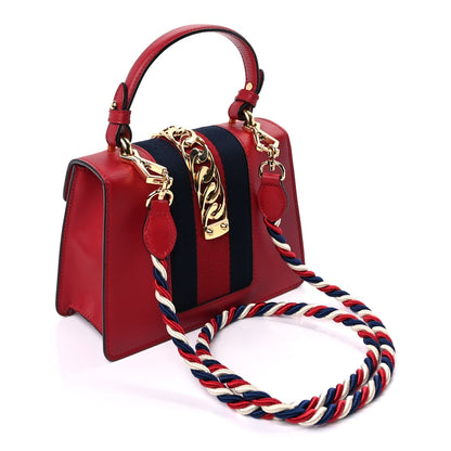 Gucci Calfskin Mini Sylvie Top Handle Bag Hibiscus Red 3 of 9