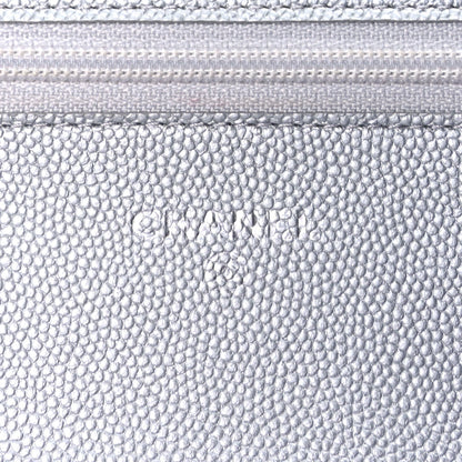 Chanel Metallic Caviar Chevron Quilted Vintage Mademoiselle Wallet On Chain WOC Silver 5 of 8