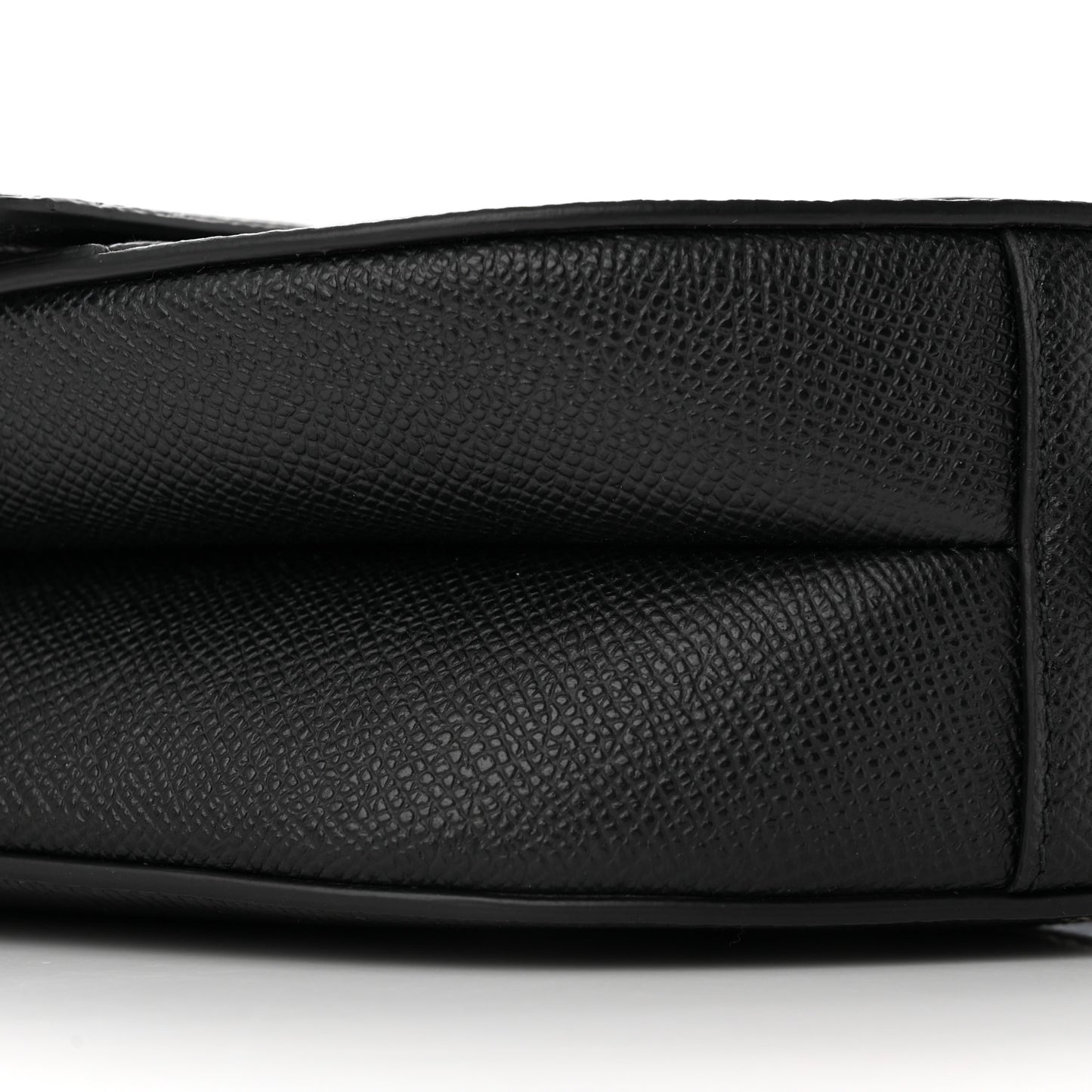 Grained Calfskin Saddle Bag With Strap Black