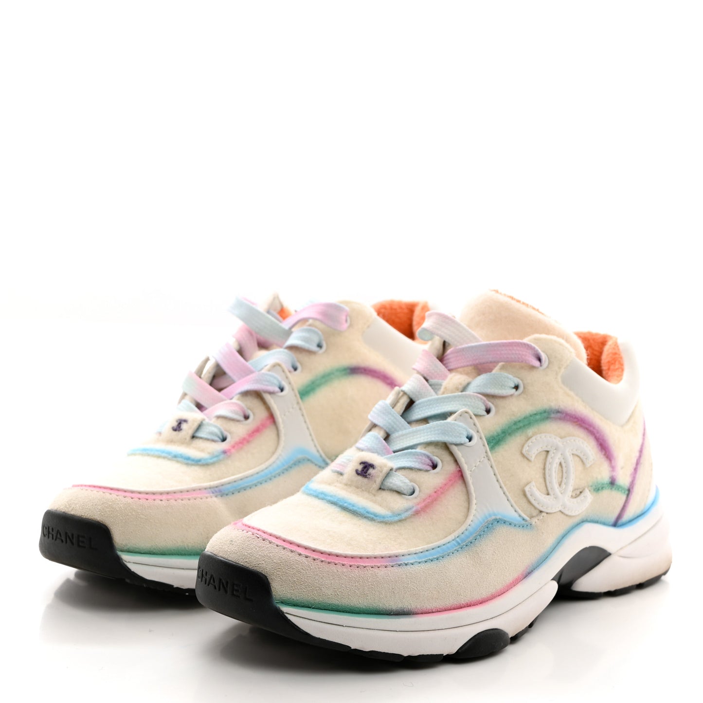 Wool Suede Calfskin CC Sneakers 36 Multicolor