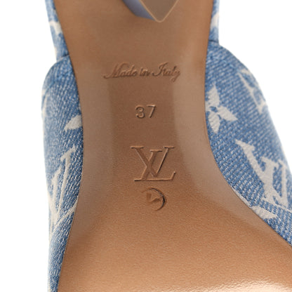 Louis Vuitton Denim Monogram Silhouette Mules 37 Blue 6 of 9