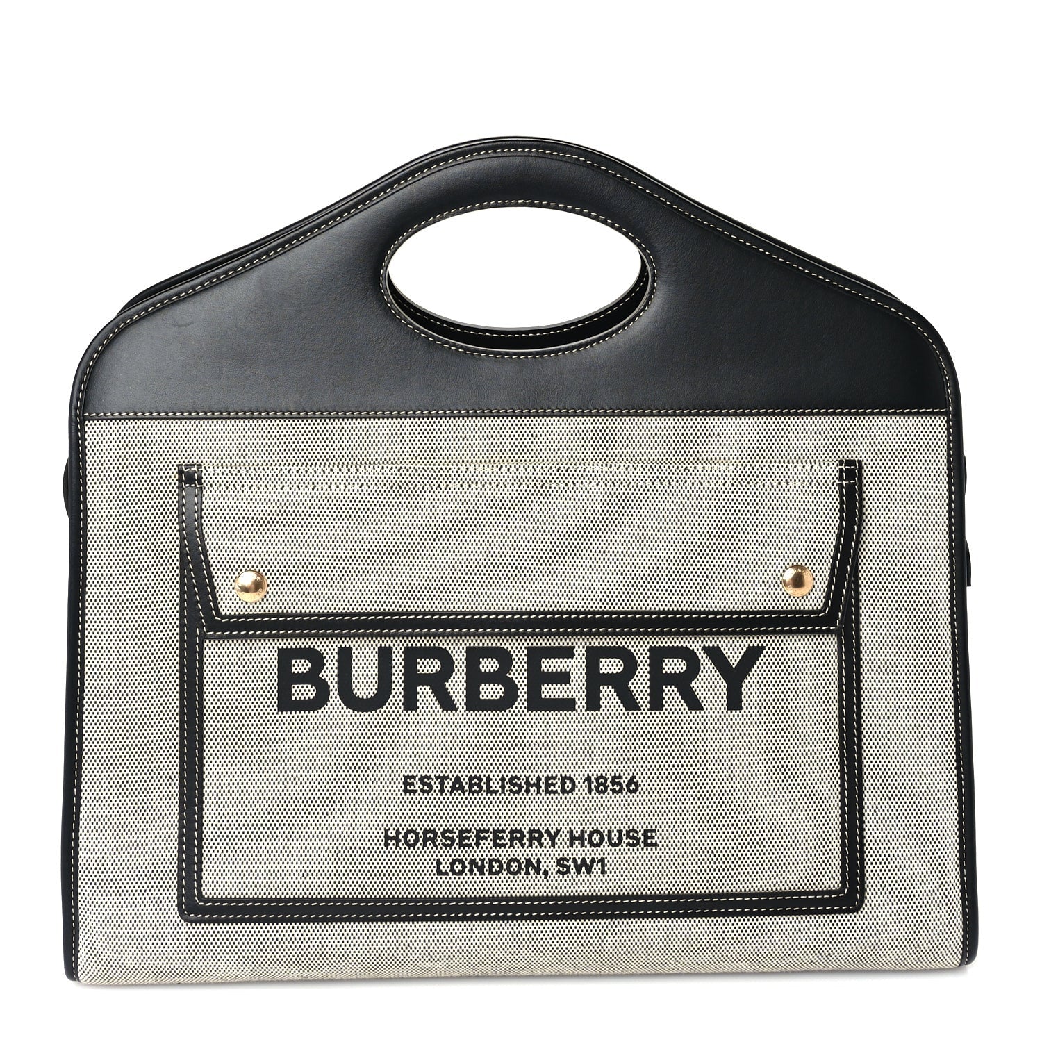 Burberry Canvas Smooth Calfskin Two Tone Small Pocket Bag  Black 1 of 8