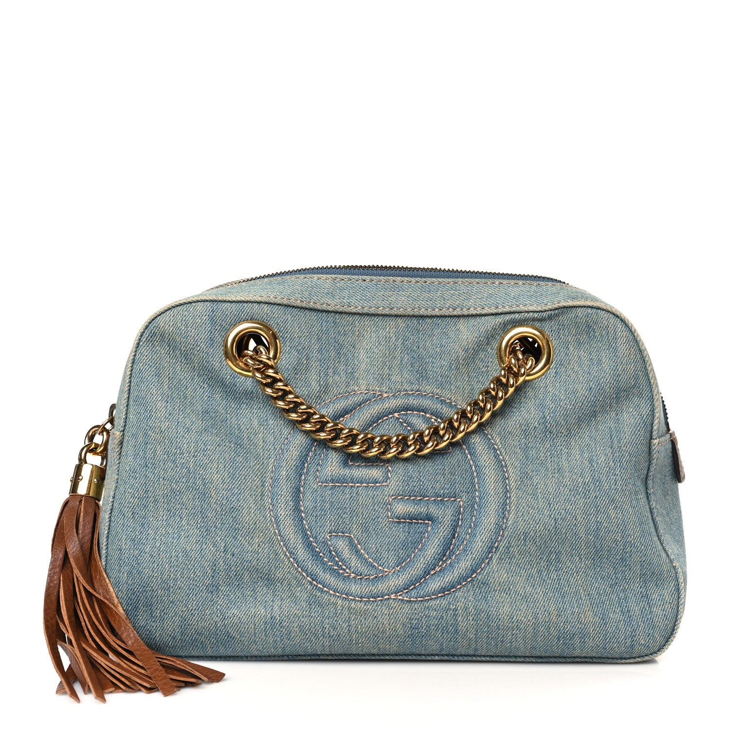 Gucci Denim Small Soho Bowler Blue 1 of 9