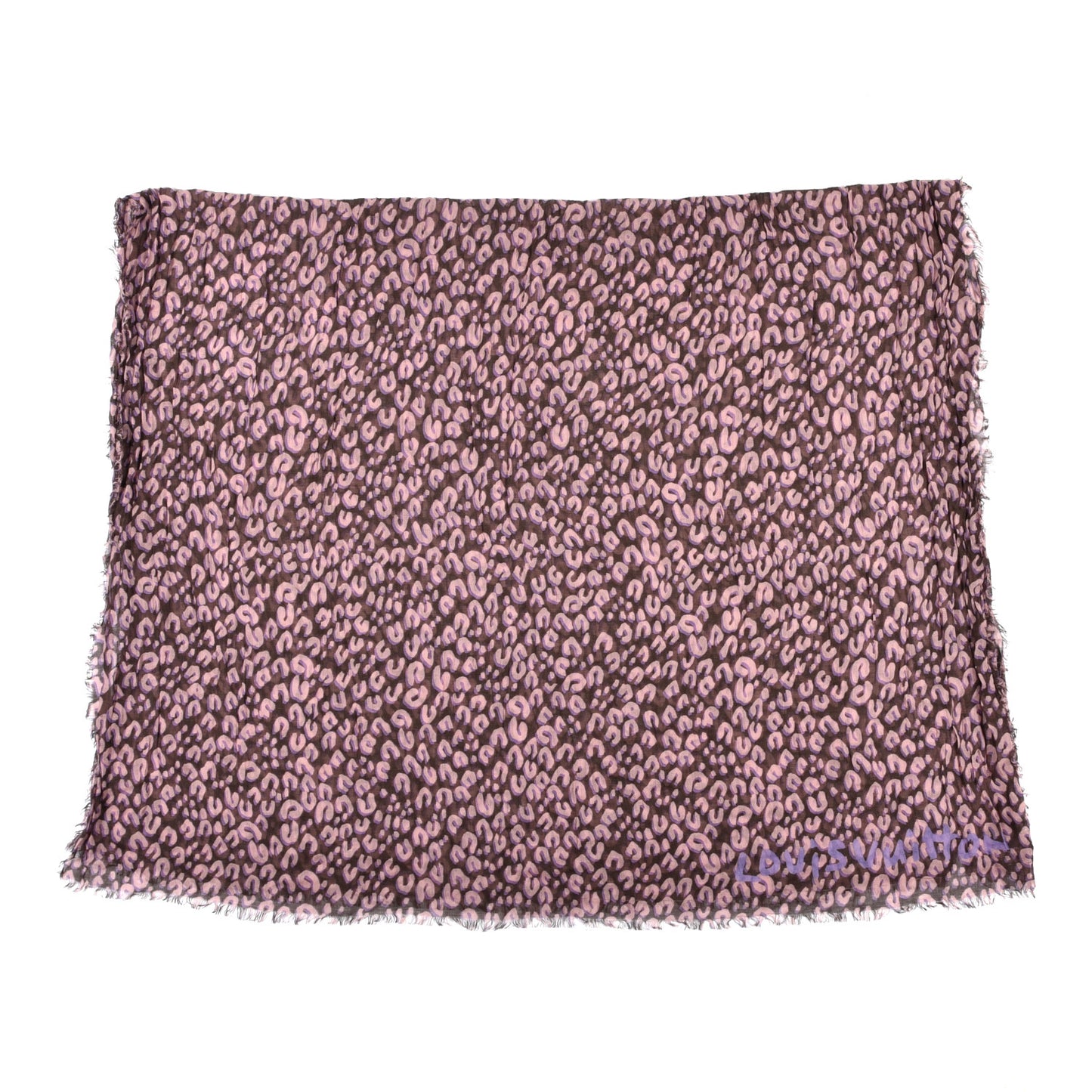 Cashmere Silk Leopard Etole Stole Mauve