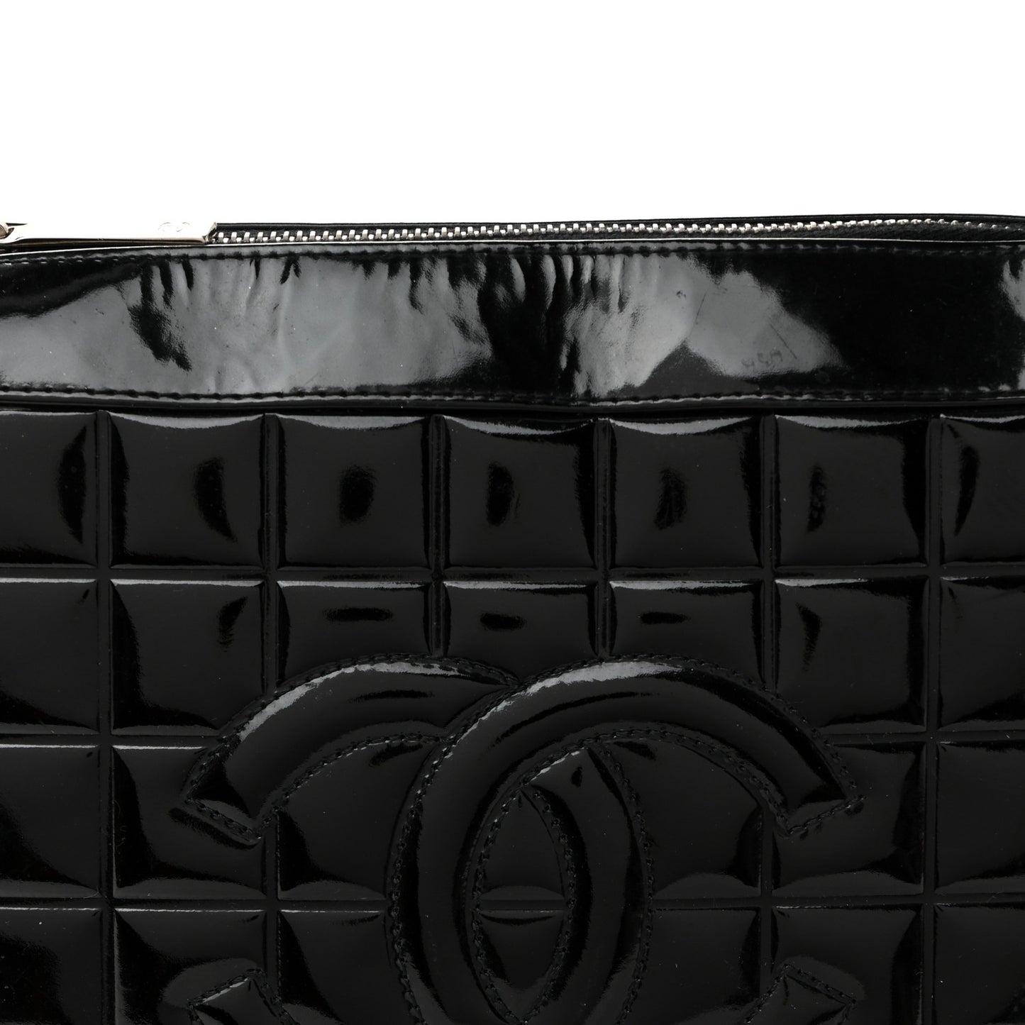 Patent Quilted Small Chocolate Bar Shoulder Bag Black