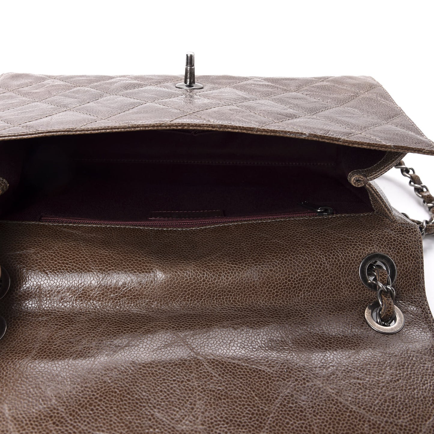 Crumpled Grained Calfskin Medium CC Crave Flap Brown