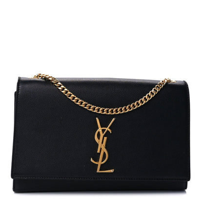 Saint Laurent Grain De Poudre Medium Classic Monogram Kate Satchel Black 1 of 7