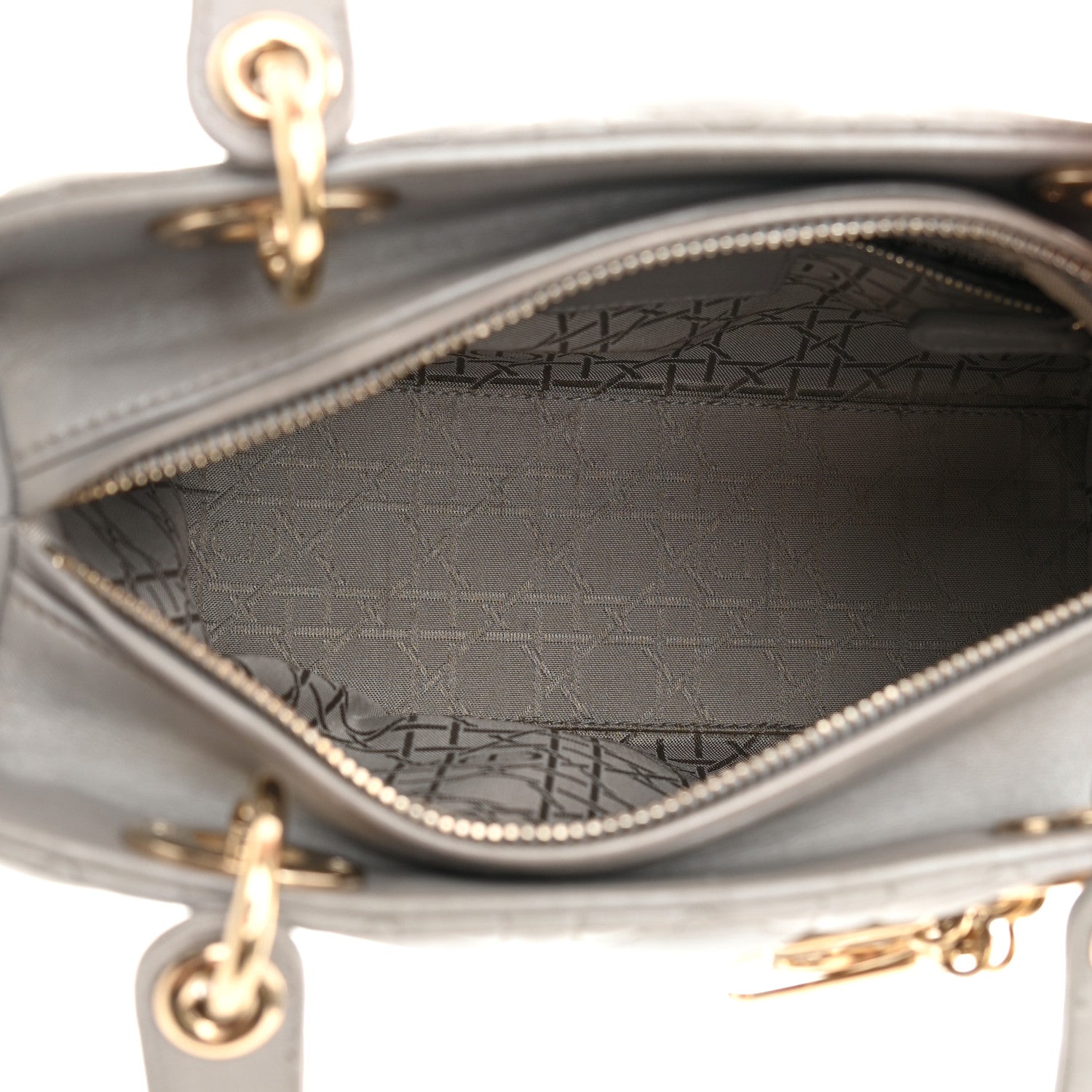 Christian Dior Metallic Lambskin Cannage Medium Lady Dior Silver 5 of 15